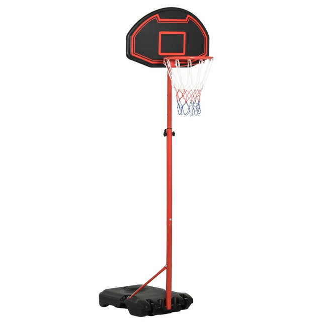 HOMCOM Outdoor Free Standing Basketball Stand Kids Fun Ball Games Net Hoop Garden Sports Backboard Portable Height Adjustable (1.55m-2.1m) w/ Wheels, Black