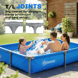 Outsunny Metal Frame Swimming Pool, Rectangular Above Ground Frame Pool with Repair Patch, 229 x 160 x 43 cm, Blue