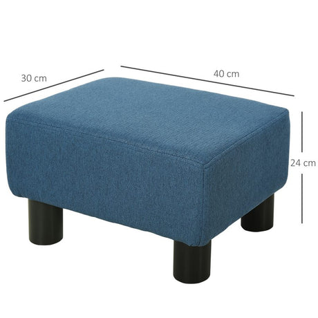 HOMCOM Linen Fabric Footstool Ottoman Cube with 4 Plastic Legs