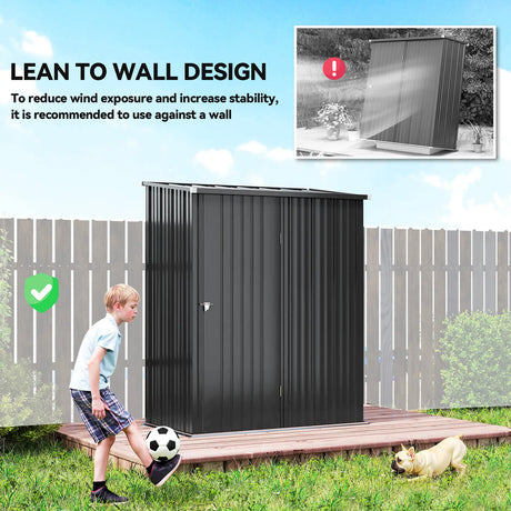 Outsunny 5.3 x 3.1ft Corrugated Steel Garden Shed - Black