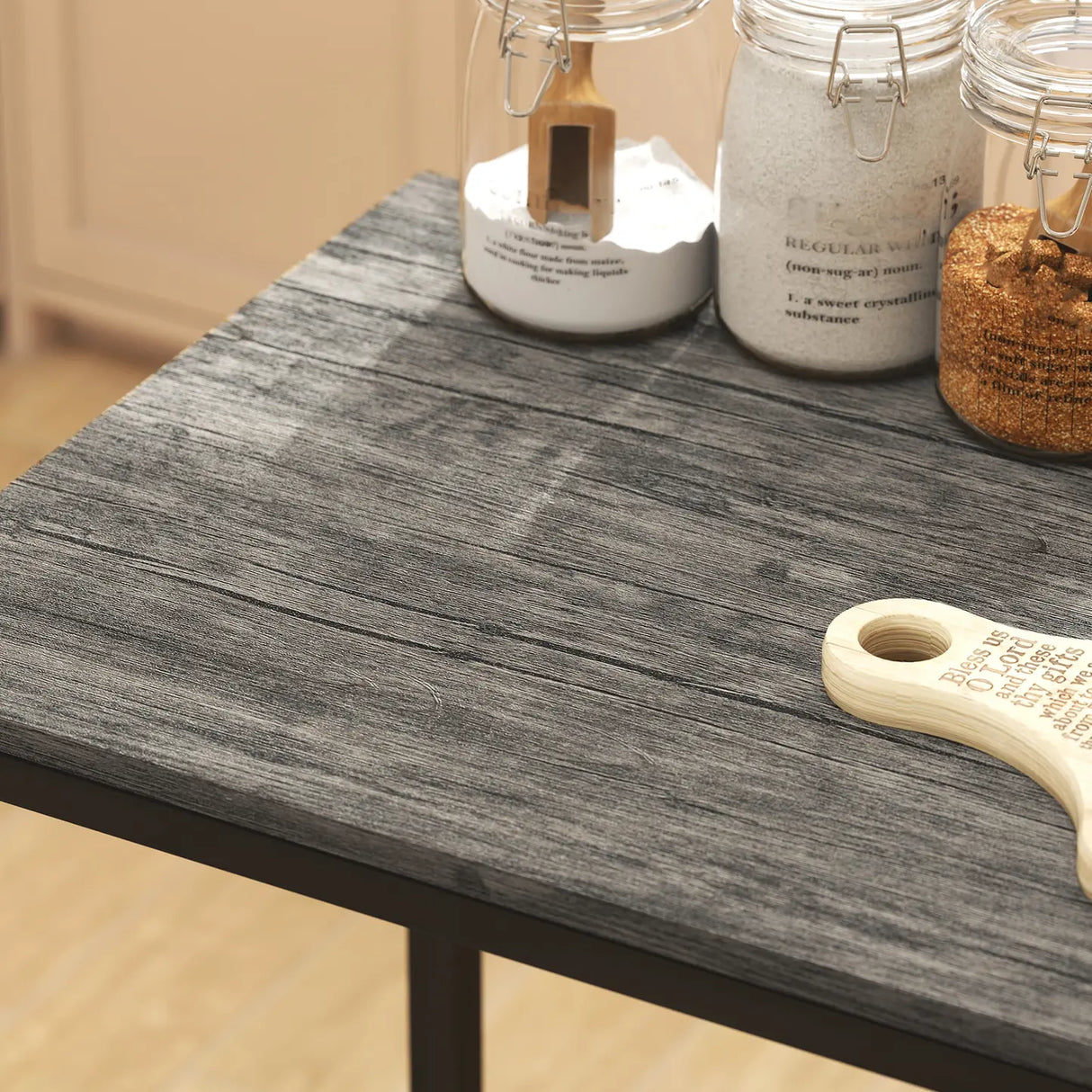 HOMCOM 3-Piece Bar Table Set with 2 Stools, Industrial Breakfast Bar Set with Footrest, Backrest for Dining Room, Small Space