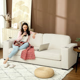 HOMCOM Three-Seater Corduroy Sofa - Cream White