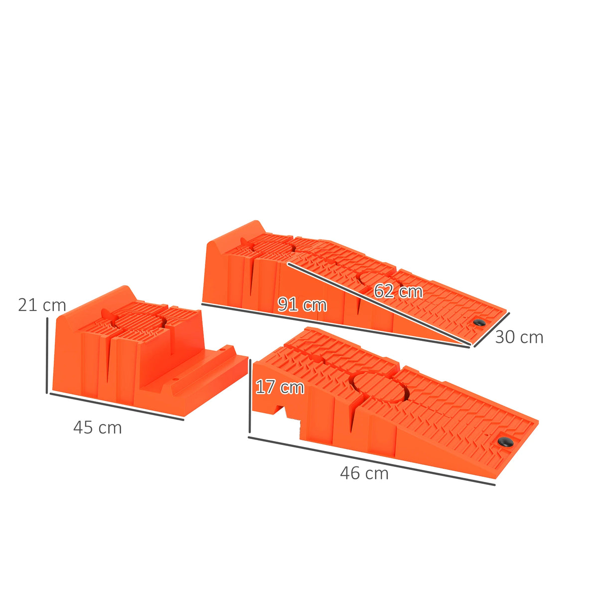 DURHAND 2 Pieces Car Ramps Heavy Duty 2.5 Ton Motorhome Levelling Ramps, Plastic Garage Workshop Car Lift, Portable Automotive Vehicle Campervan Car Ramp, Orange
