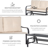Outsunny 2-Person Outdoor Loveseat Glider Bench Rocking Chair for Patio, Garden, Yard, Porch with Armrest and Cushions, Khaki