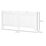 HOMCOM Slatted Radiator Cover Painted Cabinet MDF Lined Grill in White (172L x 19W x 81H cm)