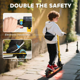 SPORTNOW Folding Electric Scooter for Kids, with Dual Brakes, Front Suspension, LED Colourful Lights, Gold Tone