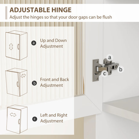 HOMCOM 4-Door Kitchen Cupboard with Drawer, Freestanding Kitchen Cabinet with Glass Doors, Adjustable Shelves and Open Counter, White