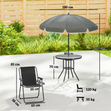 Outsunny 4 Seater Garden Furniture Set, 6 Pieces Garden Table and Chairs with Parasol for Patio, Black