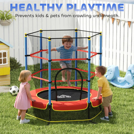 HOMCOM Kids Trampoline, with Safety Net, for Ages 3-10 Years