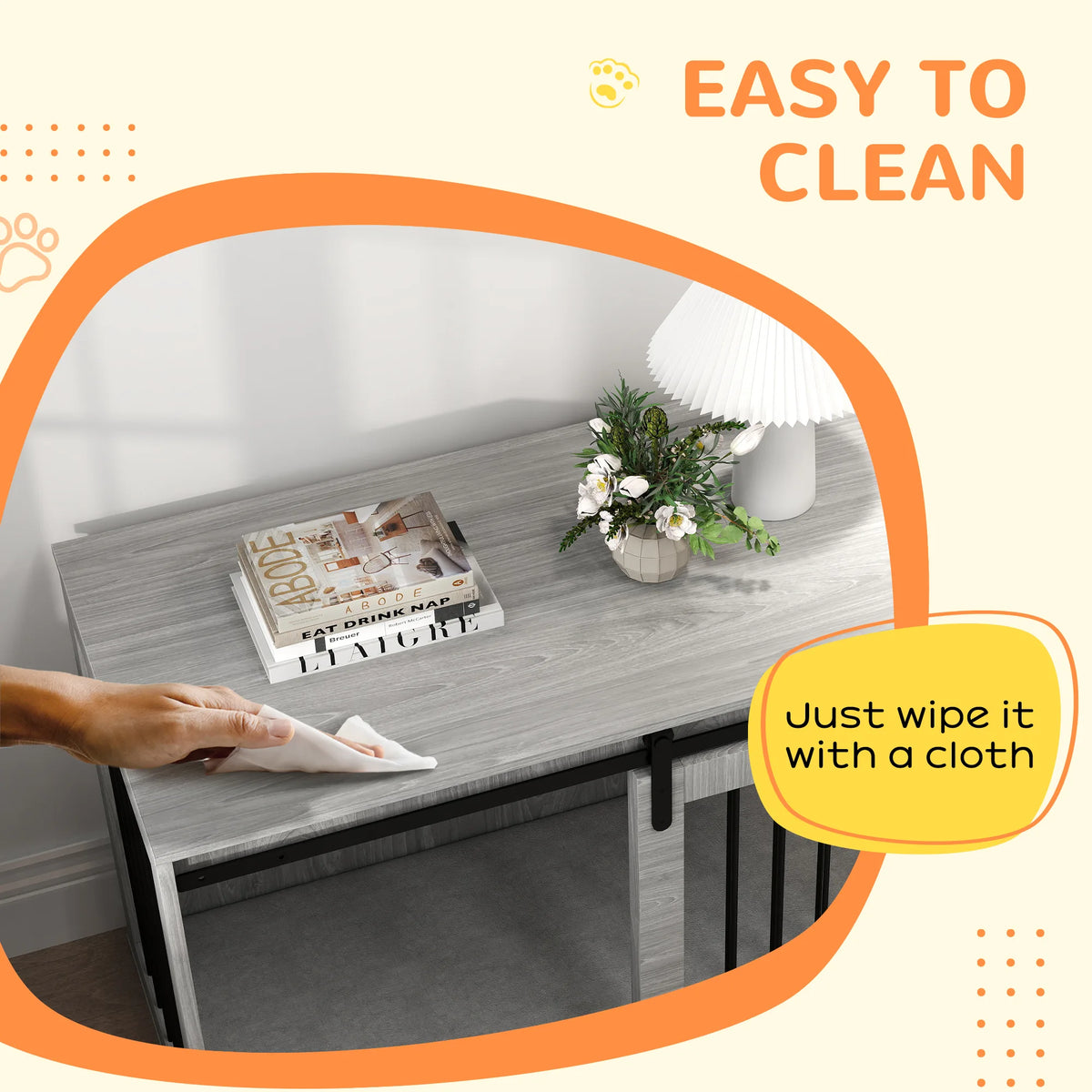 PawHut 46.46'' Dog Crate Furniture with Removable Cushion & Security Latch for Extra Large Dogs - Grey