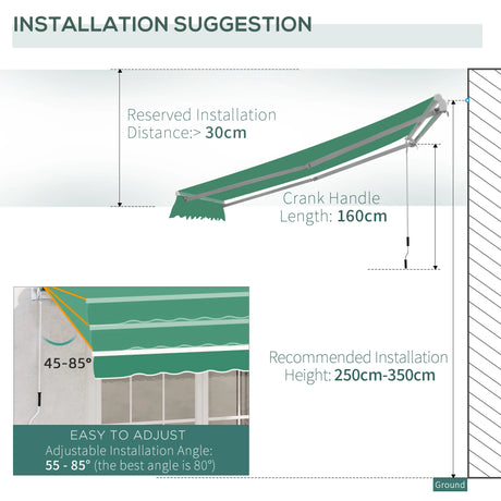Outsunny Manual Retractable Awning, size (4m x3m)-Green