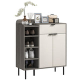 HOMCOM Modern and Minimal 12 Shoe Storage Cabinet - Grey/White