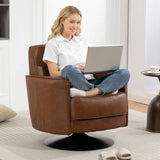 HOMCOM Upholstered Swivel Accent Chair with Thick Padding, Brown