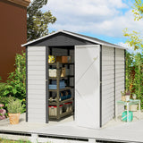 Outsunny 9x 6FT Metal Outdoor Garden Shed, Galvanised Tool Storage Shed w/ Sloped Roof, Lockable Door for Patio Lawn, Dark Grey