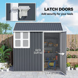 Outsunny 7 x 6ft Galvanised Garden Shed, with Latch - Dark Grey