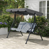 Outsunny 3 Seater Garden Swing Chair, Outdoor Swing Chair with Adjustable Canopy, Mental Frame & Cushions, Grey