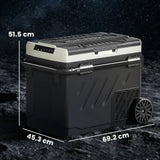 Outsunny 49L Compressor Car Fridge Freezer, Dual Zone Camping Refrigerator with App Control, Telescopic Handle, -20C-20C