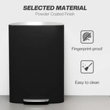 HOMCOM 50L Kitchen Bin with Soft-Close Lid and Stay-Open Function, Stainless Steel Pedal Bin with Removable Inner Bucket, Carry Handle for Kitchen, Office, Home, Black