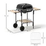 Outsunny Charcoal Barbecue Grill Portable BBQ Grill with 1840 cm2 Cooking Area, 3 Shelves, Adjustable Vent, Lockable Lid, Wheels for Outdoor Cooking, Garden Party, Black