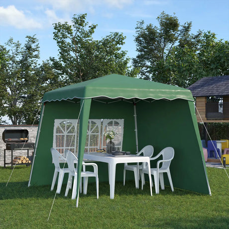 Outsunny 2.4 x 2.4m Two Wall Pop Up Gazebo - Green
