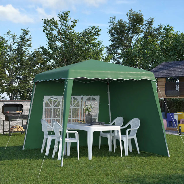 Outsunny 2.4 x 2.4m Two Wall Pop Up Gazebo - Green