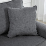 HOMCOM 196cm 3 Seater Sofa, Fabric Sofa with Rubber Wood Legs, Nailhead Trim, 2 Pillows, Small Upholstered Couch Settee for Living Room, Guest Room, Grey