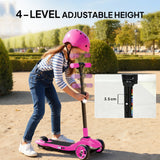 AIYAPLAY Three-Wheel Foldable Electric Scooter for Kids Aged 6-10 Years, Pink