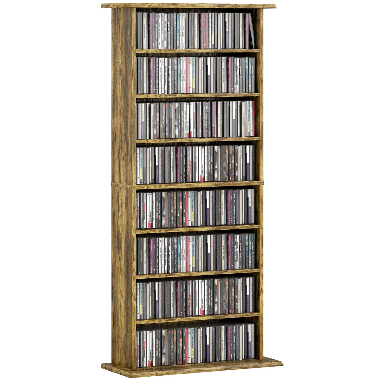 HOMCOM 360 CD Storage Unit - Rustic Brown