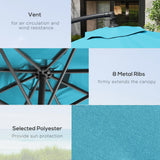 Outsunny 3m Overhanging Parasol, with Base, Weights and Cover - Blue