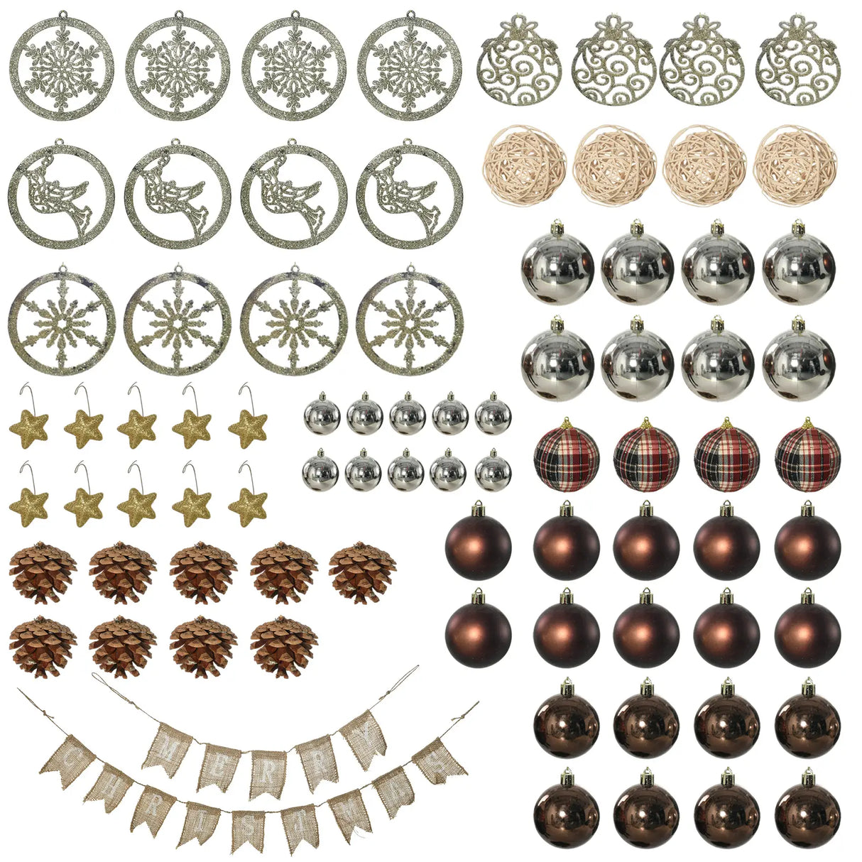 HOMCOM 5' Artificial Prelit Christmas Trees Holiday Dcor with Warm White LED Lights, Decoration, Banner, Tag, Ball