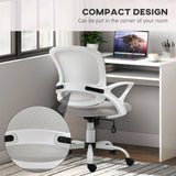 Vinsetto Home Office Chair and Computer Desk Set, Mesh Chair with Swivel Wheels, Study Desk with Storage Shelf, High Gloss White and Grey