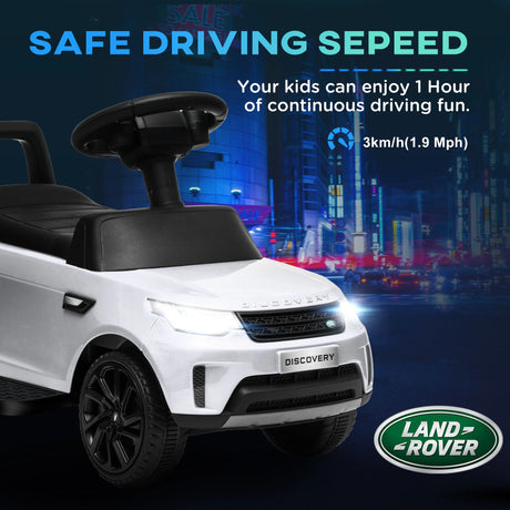 AIYAPLAY 2-in-1 Land Rover Licensed 6V Kids Electric Ride On Car, Sliding Car w/ Headlights, Music, for 18-60 Months, White