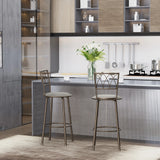 HOMCOM Set of 2 Bar Chairs Swivel Armless Upholstered Metal Frame Barstools with Backrest & Footrest, Bronze