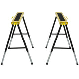 DURHAND 2PCS Saw Horse Twin Pack Folding Workbench Adjustable Metal Trestle Stands with Non-slip EVA Surface for Sawing Work Max Load 100kg