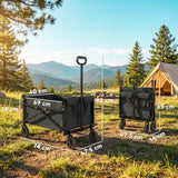 Outsunny 81L Festival Trolley on Wheels, Compact Garden Folding Trolley Cart with Adjustable Handle 80L Black