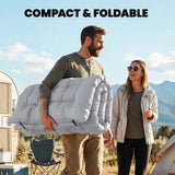 Outsunny Sleeping Mat, Foldable Camping Mattress Pad with Elastic Straps, Light Grey