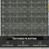 Outsunny Outdoor Coffee Table with Storage Shelf, PE Rattan Side Table with Slatted Top and Foot Pads, Grey