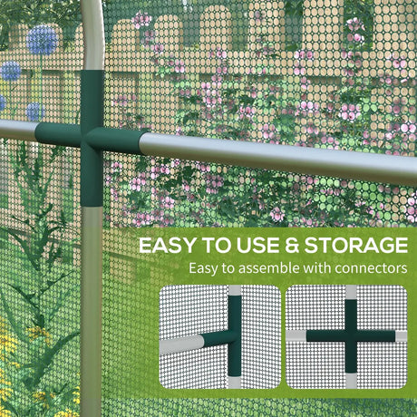 Outsunny 360 x 120cm Galvanised Steel Fruit Cage, Plant Protection Tent with Zipped Door, Green