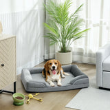 PawHut Dog Sofa Bed, Washable Pet Bed with Removable Cover and Non-Slip Bottom for Cats, Small and Medium Dogs, Grey