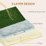 PawHut Puppy Training Pad, Indoor Portable Puppy Pad, with Artificial Grass, Grid, Panel, Tray, 63 x 48.5cm