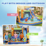 AIYAPLAY Inflatable Bouncy Castle for Kids, Sharks Theme Jumping Bounce House with Slide, Climbing Wall for Indoor Outdoor
