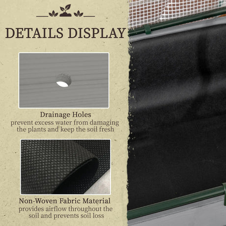 Outsunny Raised Garden Bed Outdoor Elevated Wood Planter Box w/ PE Cover, Dark Grey