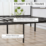 HOMCOM Double Metal Bed Frame Solid Bedstead Base with Headboard and Footboard, Metal Slat Support and Underbed Storage Space, Bedroom Furniture, Black