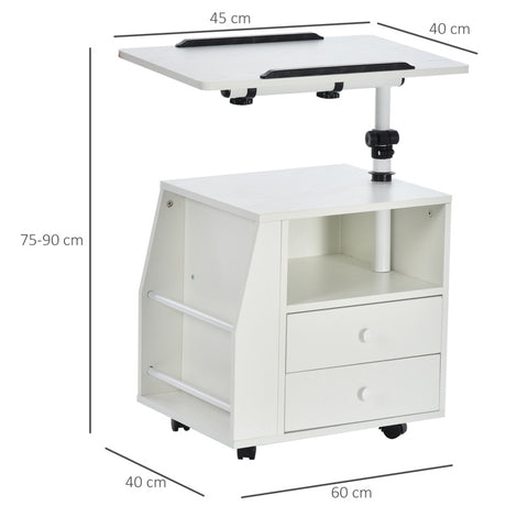 HOMCOM Functional Swivel Bedside Table End Table Side Table for Living Room Nightstand for Bedroom