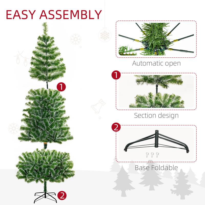 HOMCOM 7FT Indoor Christmas Tree Artificial Decoration Xmas Gift with Metal Stand Branch Tips