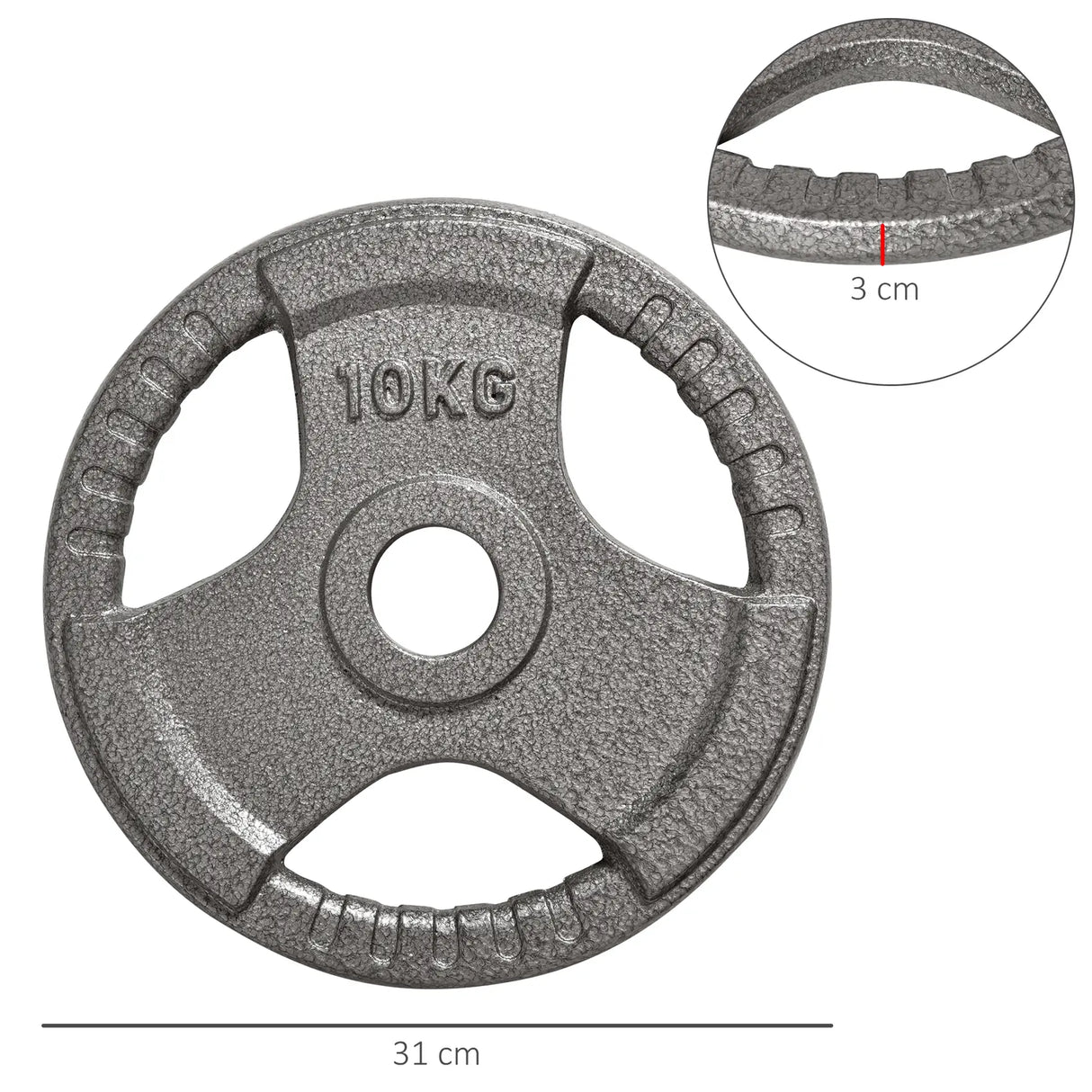 HOMCOM Set of 2 Cast Iron Weight Plates for 2"/5cm Hole Dumbbell Handle Bar, Barbell Weight 2 x 10kg