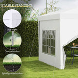 Outsunny 3 x 3m Pop Up Gazebo, Wedding Party Canopy Tent Marquee with Carry Bag and Windows, White