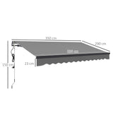 Outsunny 3.5 x 3m Electric/Manual Awning, with Remote - Dark Grey