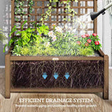 Outsunny Raised Bed with Drainage Holes, Wood Planter with Trellis for Climbing Plants to Grow Vegetables, Flowers, Brown