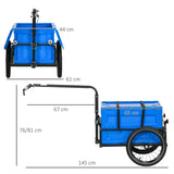 HOMCOM Steel Trailer for Bike, Bicycle Cargo Trailer with 65L Foldable Storage Box and Safe Reflectors, Max Load 40KG, Blue